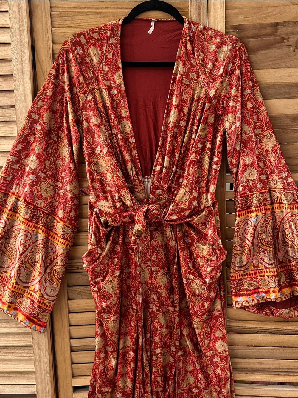 Free People Harper Velvet Bell Sleeve Jumpsuit in Sangria Size S - Picture 8 of 11